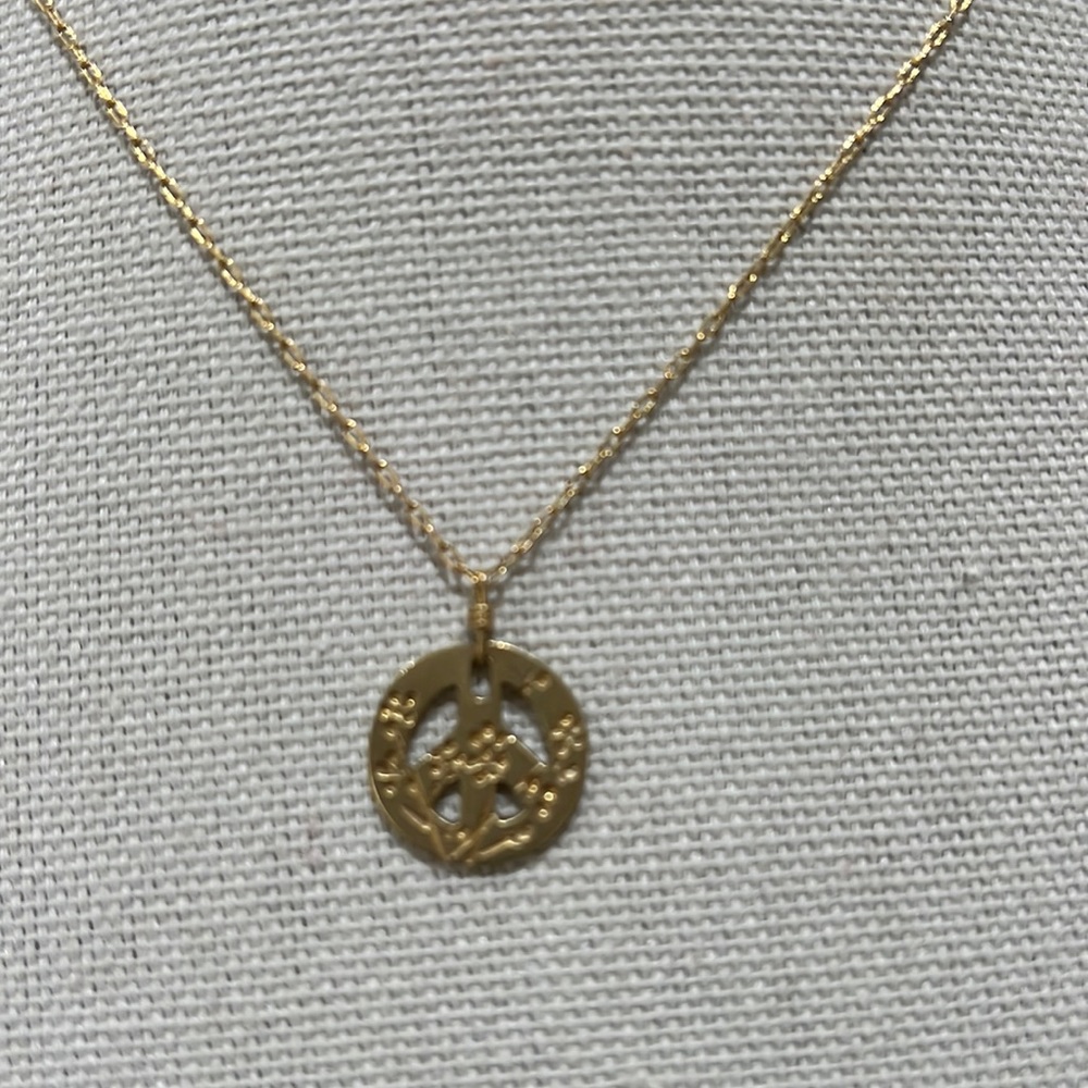 14k  gold, peace sign necklace